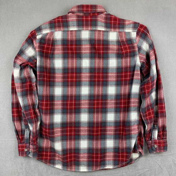 Eddie Bauer Mens Shirt Medium Red Plaid Flannel Button Up Long Sleeve Relaxed - Picture 8 of 8